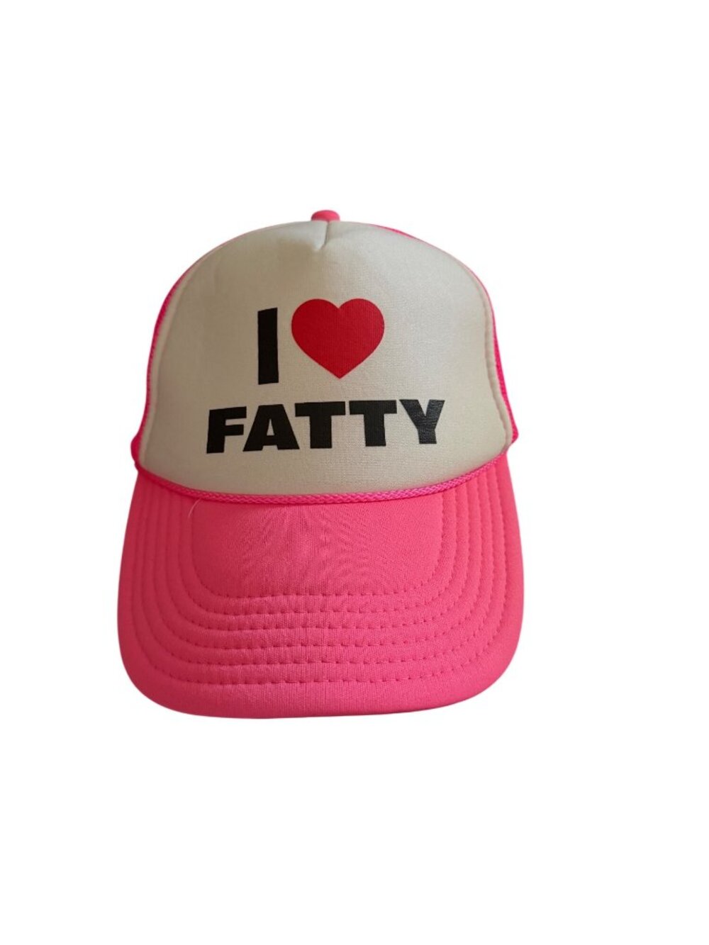 I Love Fatty Pink & White Mesh Trucker Hat Adjustable Cap Otto